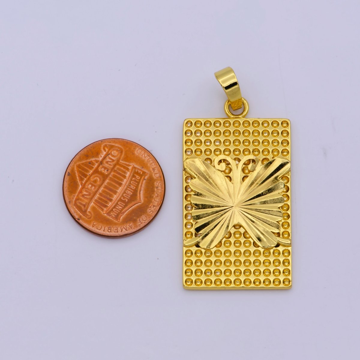 Simple Gold Filled Butterfly Rectangle Pendants I-732
