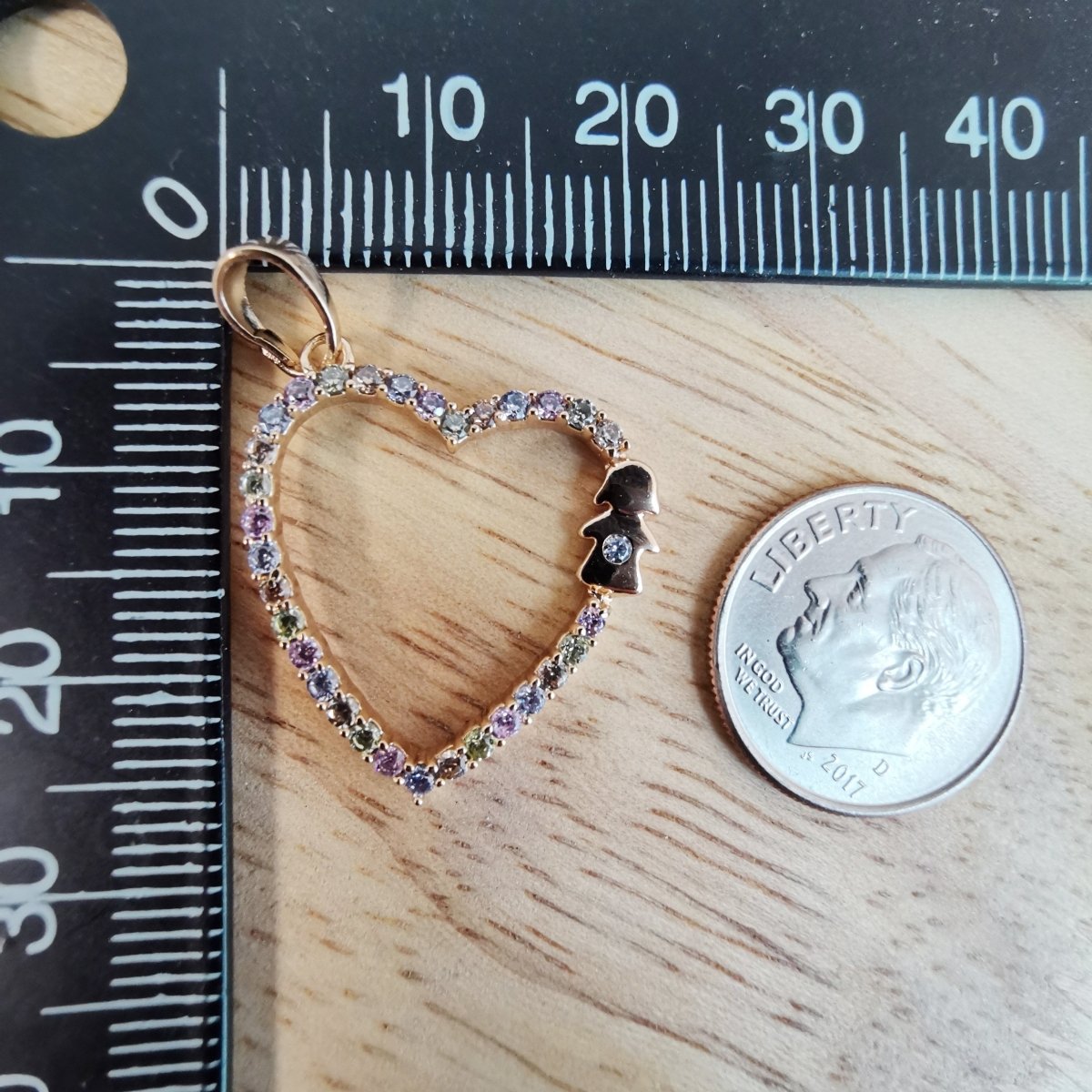 Simple Minimalist Rainbow Gold Filled Heart Pendants I-826