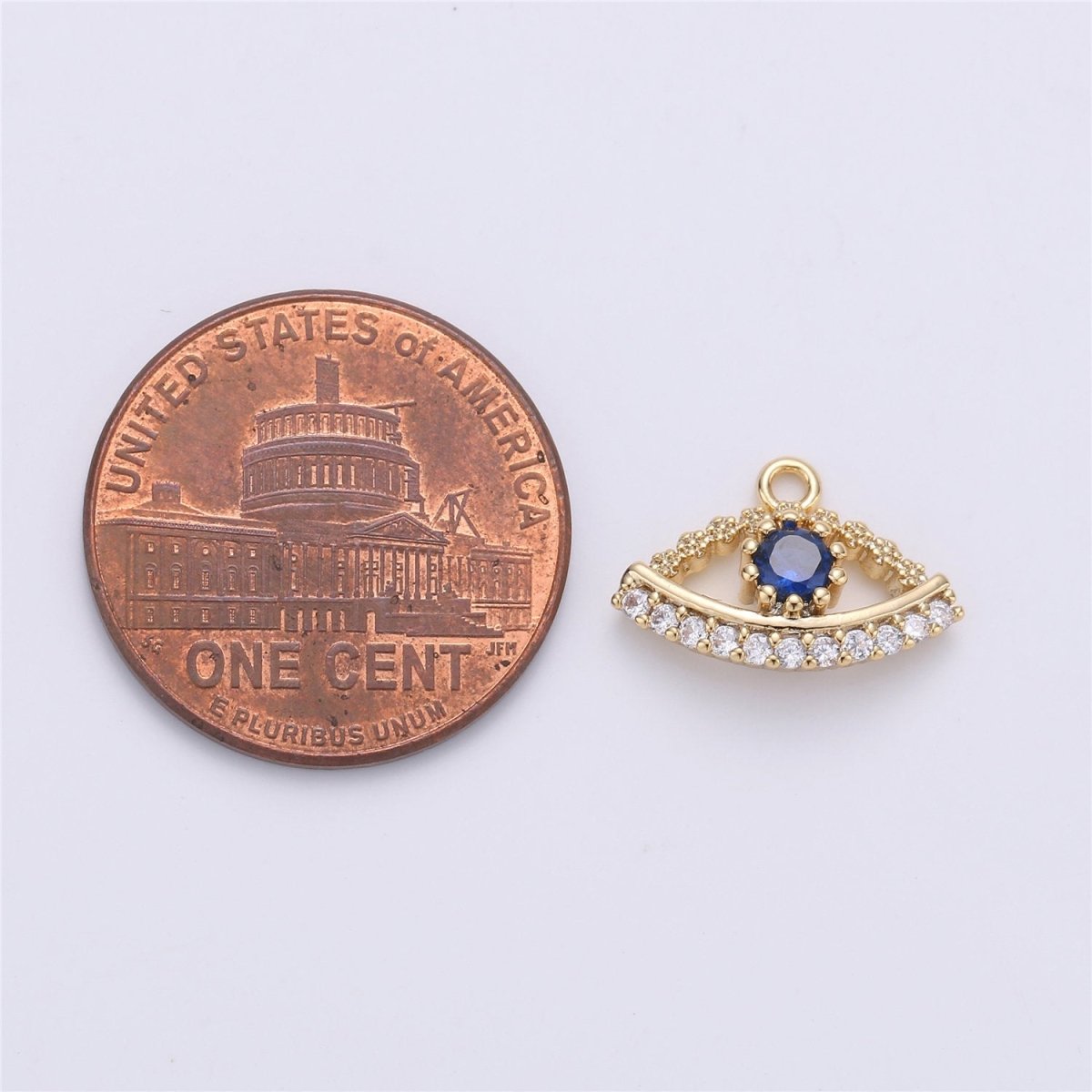 Small Dainty Gold Filled Gold Evil eye Charm Micro Pave Evil Eye Charm Cubic Evil Eye Charm for Bracelet Necklace Earring Charm 14x10mm C-711