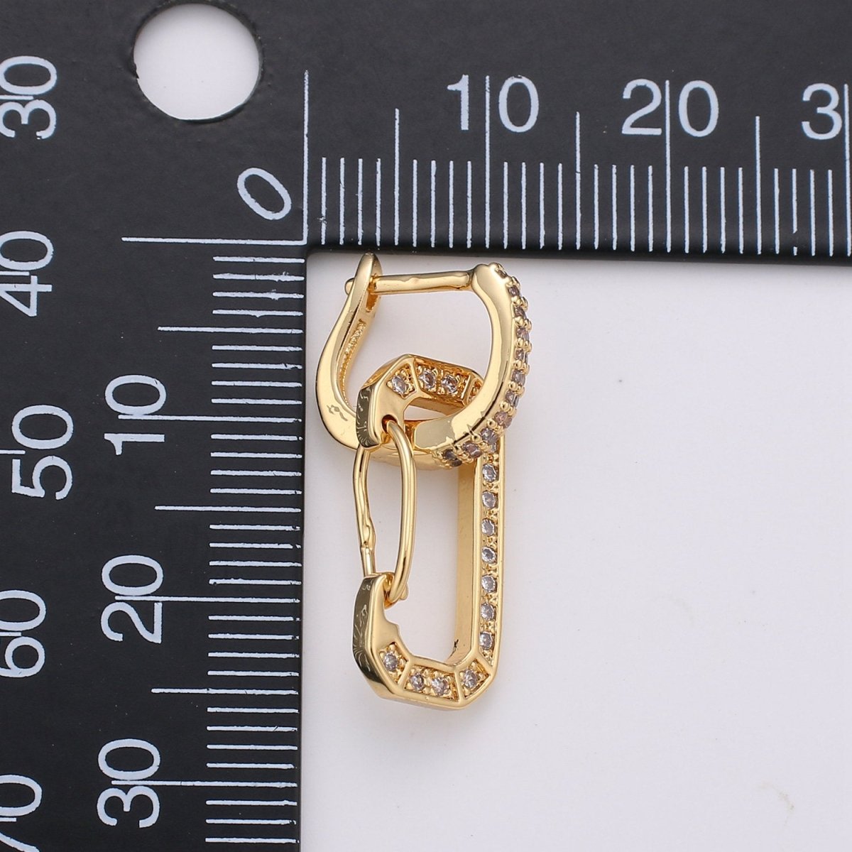Snap Hook Earring Micro Pave Earring 24k Gold filled Cubic Zirconia Gemstone Gold Statement earring K-581