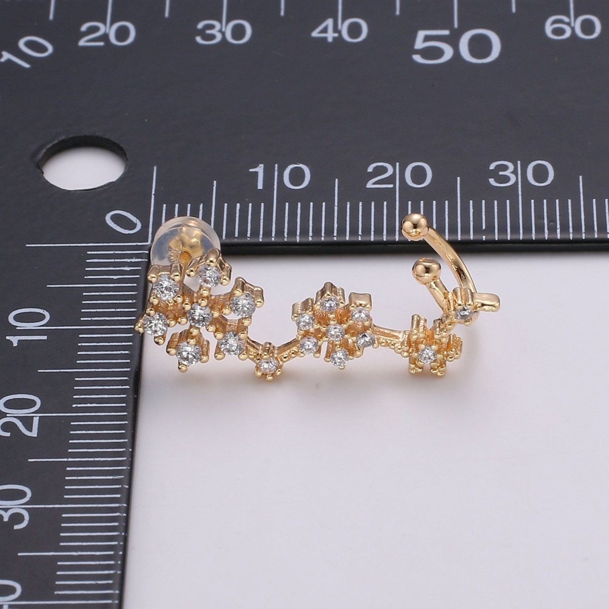 Snow Ear climbers, Gold Ear climber, Gold Snow Flake Stud earrings for women, gift for Valentine, ear crawlers every day jewelry AI-140