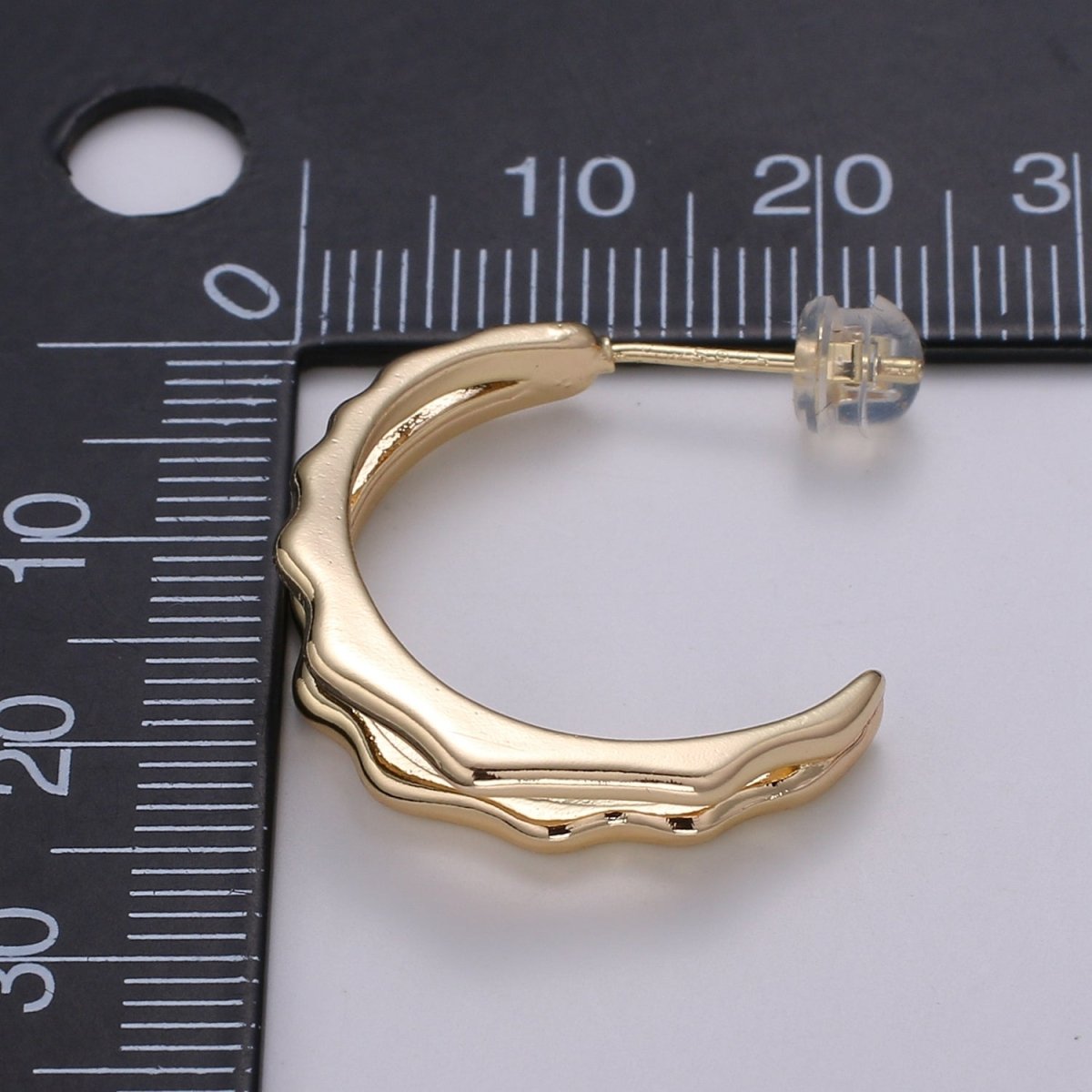 Split Path Design 18K Gold Stud Earring, Rose Gold Weave Earring, Modern design for DIY Earring Craft Supply Jewelry Making Q-449