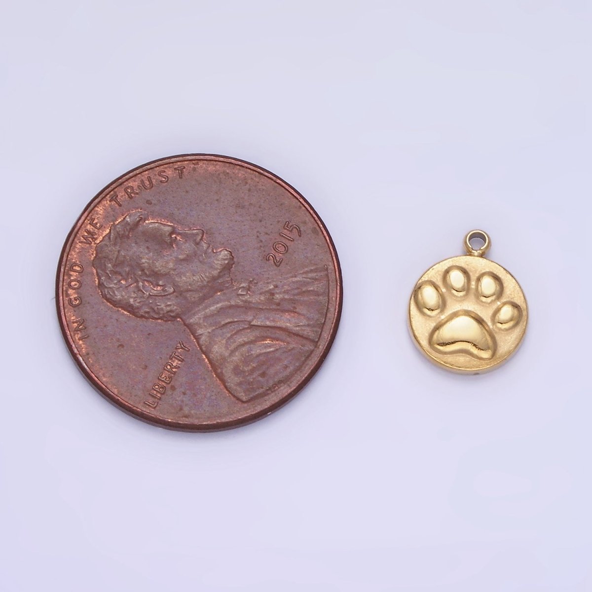 Stainless Steel 10mm Pet Pawprint Dog Round Mini Charm | P940