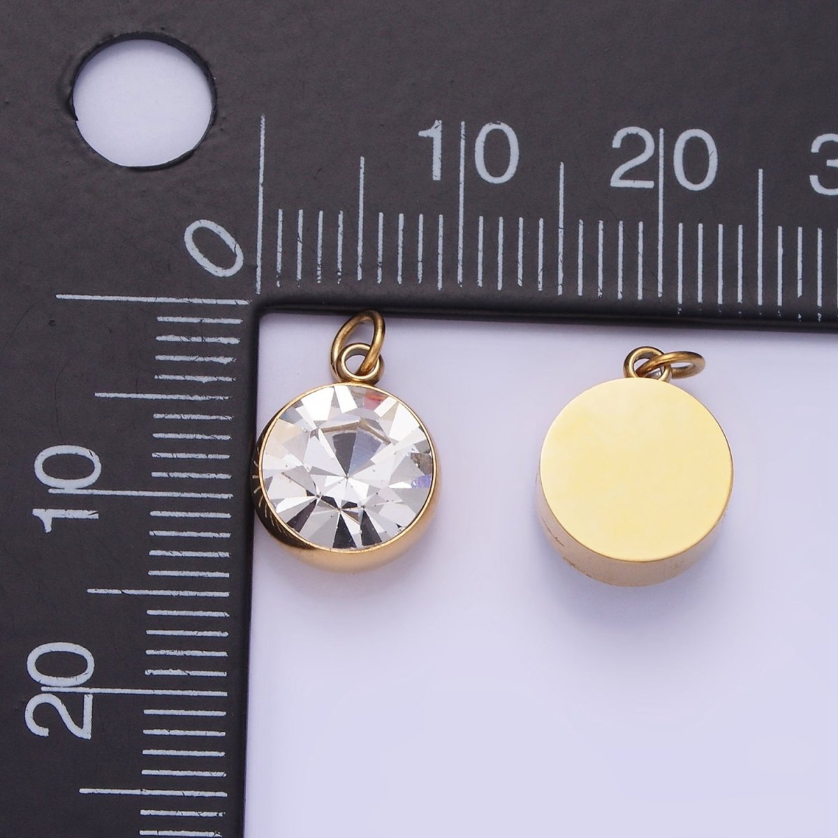 Stainless Steel 14mm Clear CZ Round Mini Add-On Charm | P939