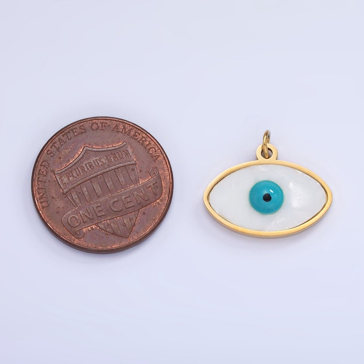 Stainless Steel 15mm Evil Eye Bezel Charm | P980
