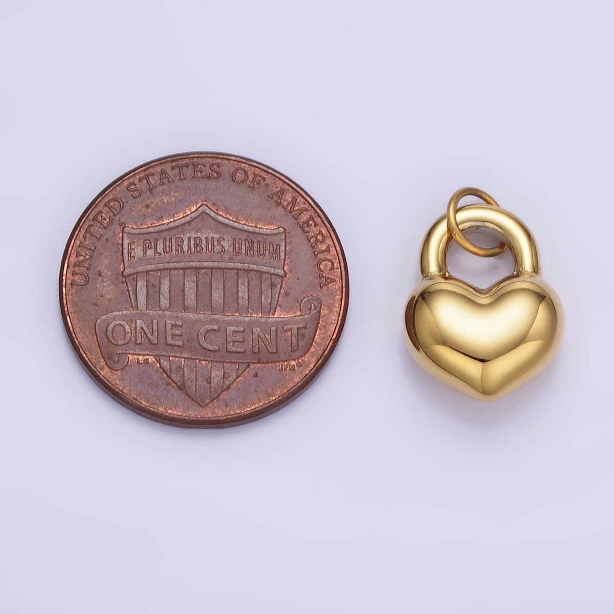 Stainless Steel 15mm Puffed Heart Padlock Minimalist Charm | P971