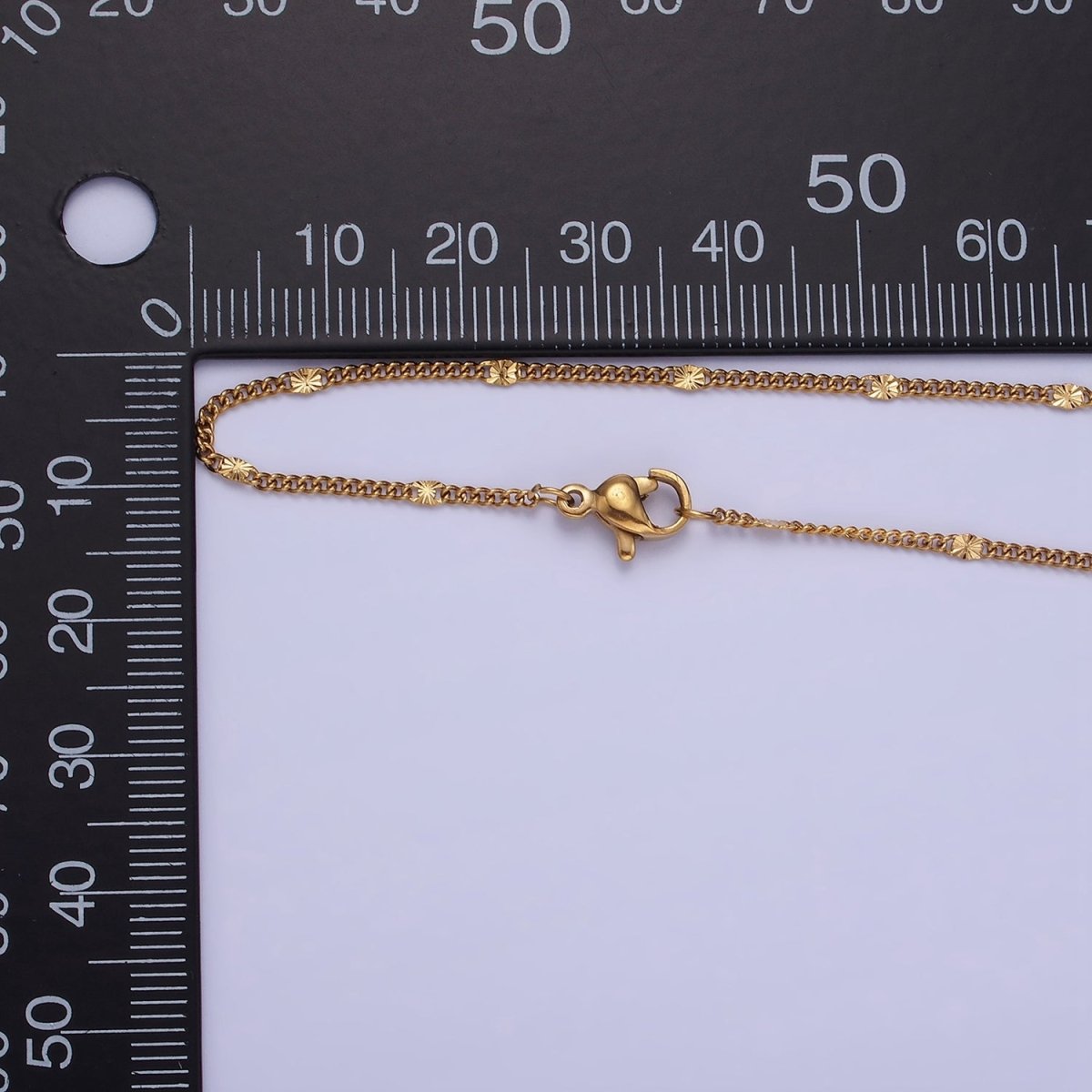 Stainless Steel 1.5mm Sunburst Curb Chain 18 Inch Necklace | WA-2458