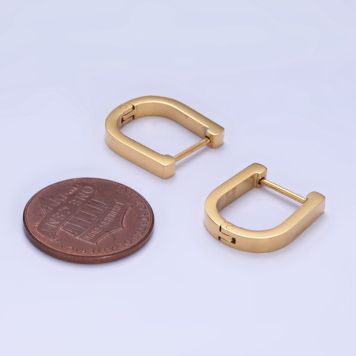 Stainless Steel 15mm U-Shaped Hoop Earrings in Gold & Silver | AB1398 AB1399