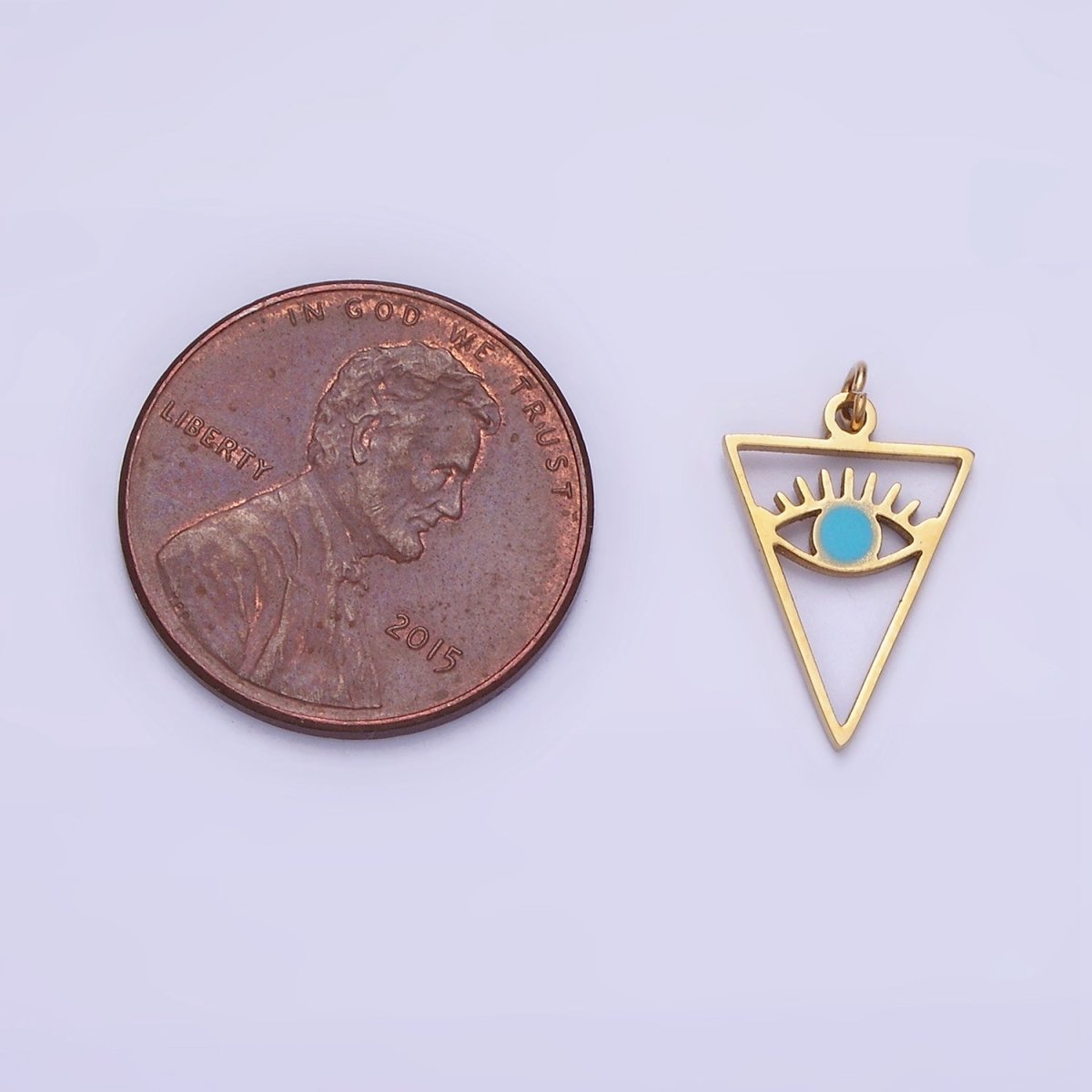 Stainless Steel 16mm Triangle Evil Eye Charm for Amulet Minimalist Charm | P936