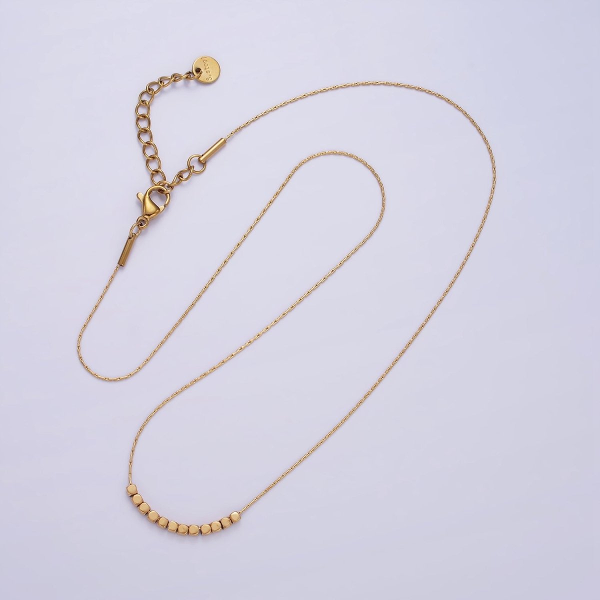 Stainless Steel 1.8mm Multiple Square Bead 16 Inch Wheat Choker Necklace | WA-2411