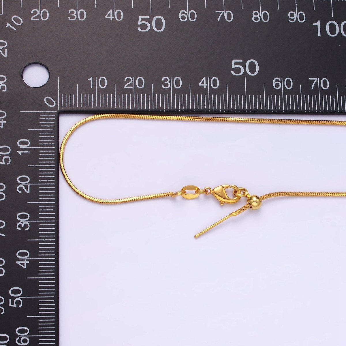 Stainless Steel 1mm Snake Chain 18.5 Inch Slider Needle Necklace | WA-2425