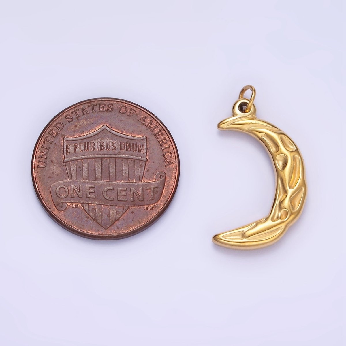 Stainless Steel 20mm Hammered Crescent Moon Minimalist Charm | P967