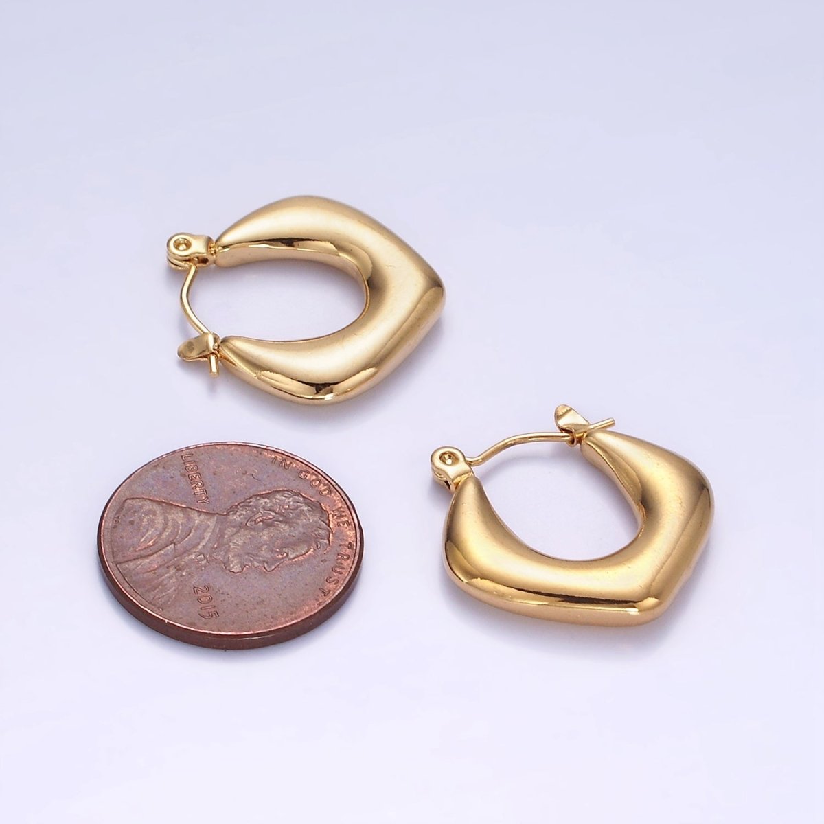 Stainless Steel 20mm U-Shaped Rhombus Minimalist Latch Hoop Earrings | AE435