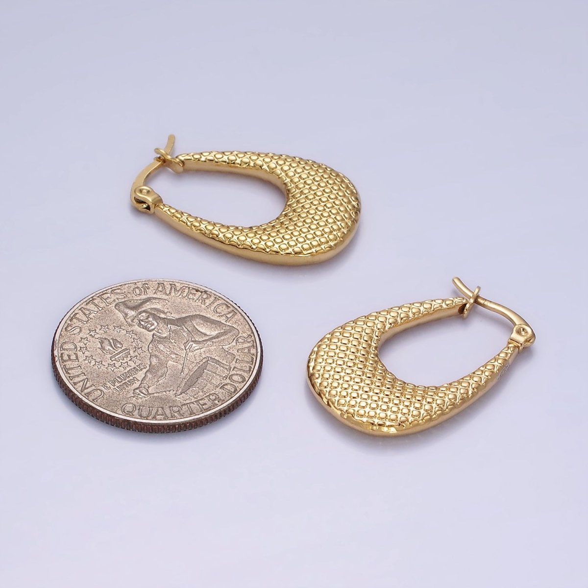 Stainless Steel 25mm Dotted U-Shaped Latch Hoop | AE438