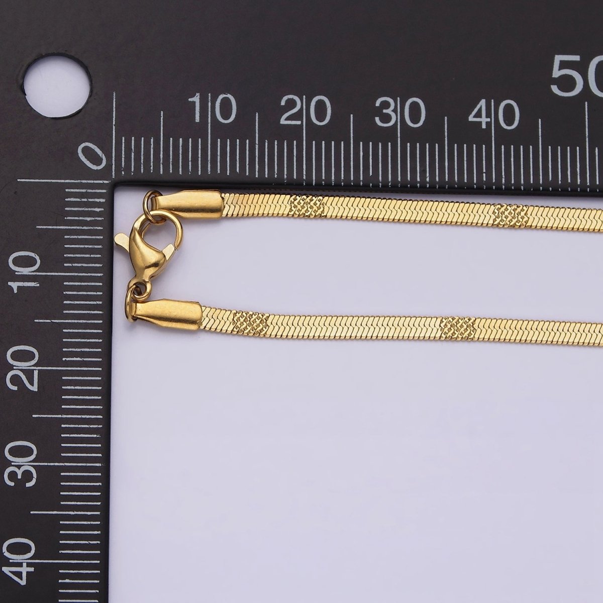 Stainless Steel 2.5mm Textured Unique Herringbone 18 Inch Layering Chain Necklace | WA-2005 Clearance Pricing