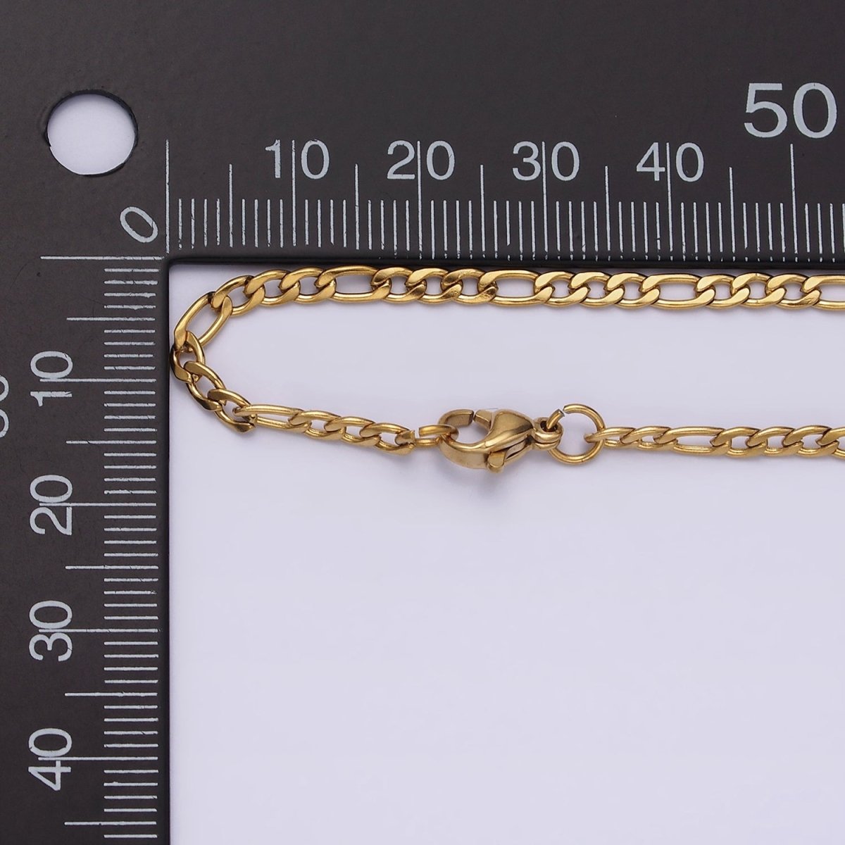 Stainless Steel 2.8mm Flat Figaro 17.72 Inch Layering Princess Chain Necklace | WA-2002 Clearance Pricing