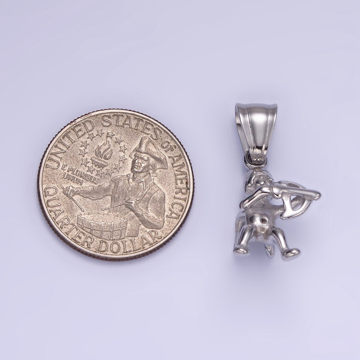 Stainless Steel 30mm Baby Boy Cherub Cupid Arrow Minimalist Pendant | P1414