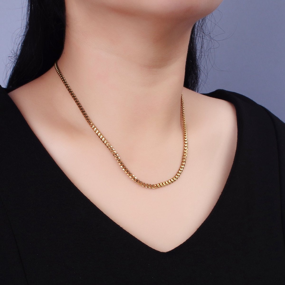 Stainless Steel 3.5mm Concave Curb 18 Inch Layering Chain Necklace | WA-2317 Clearance Pricing