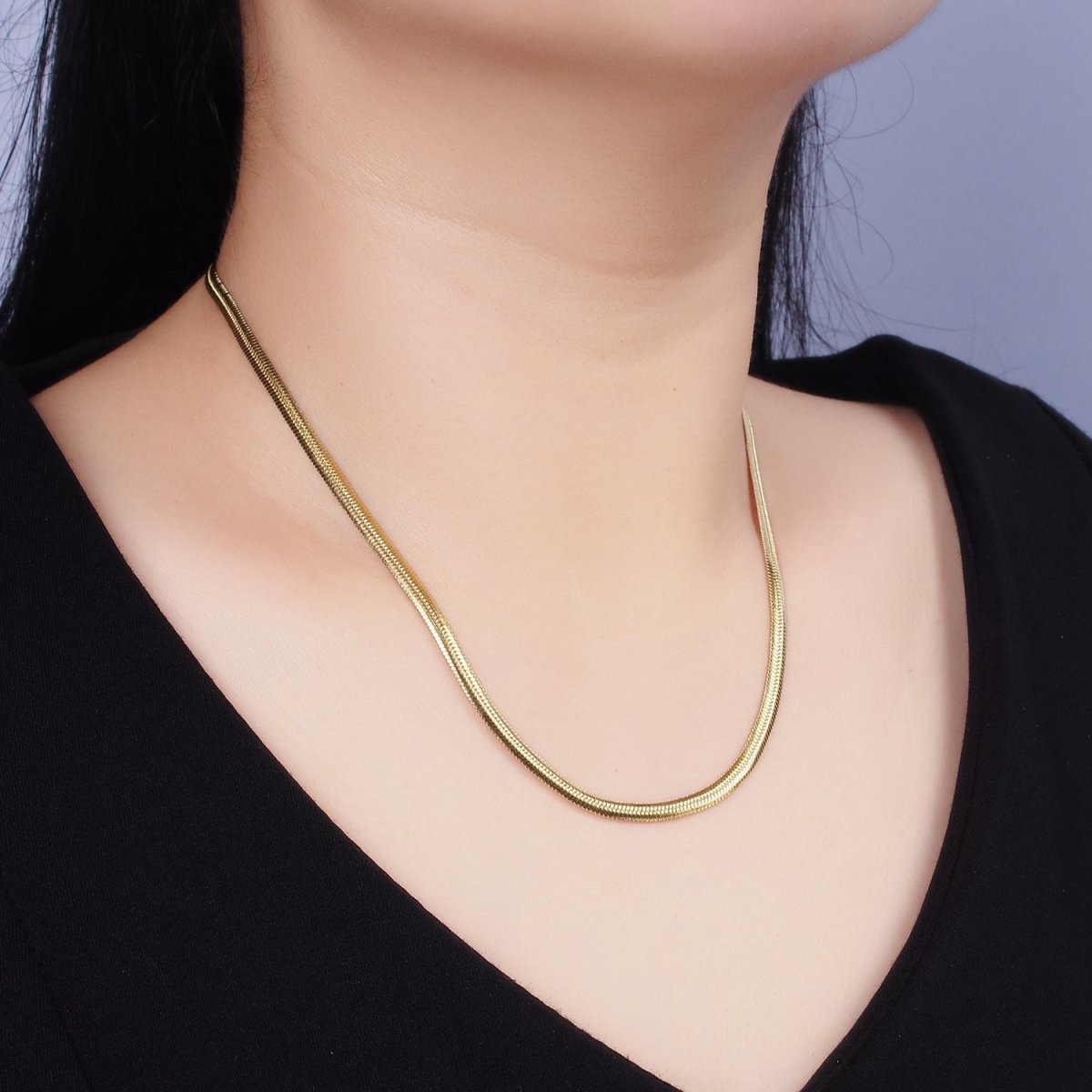 Stainless Steel 3.5mm Herringbone 18 Inch Layering Chain Necklace | WA-2021 Clearance Pricing