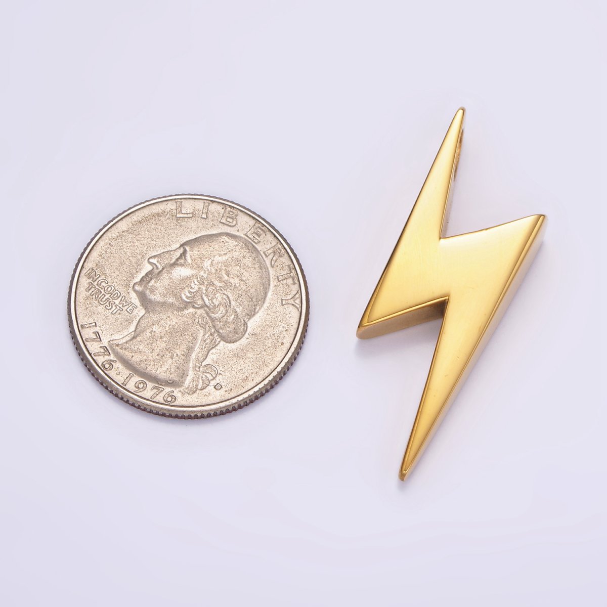 Stainless Steel 38mm Thunder Lightning Bolt Pendant in Gold & Silver P-612