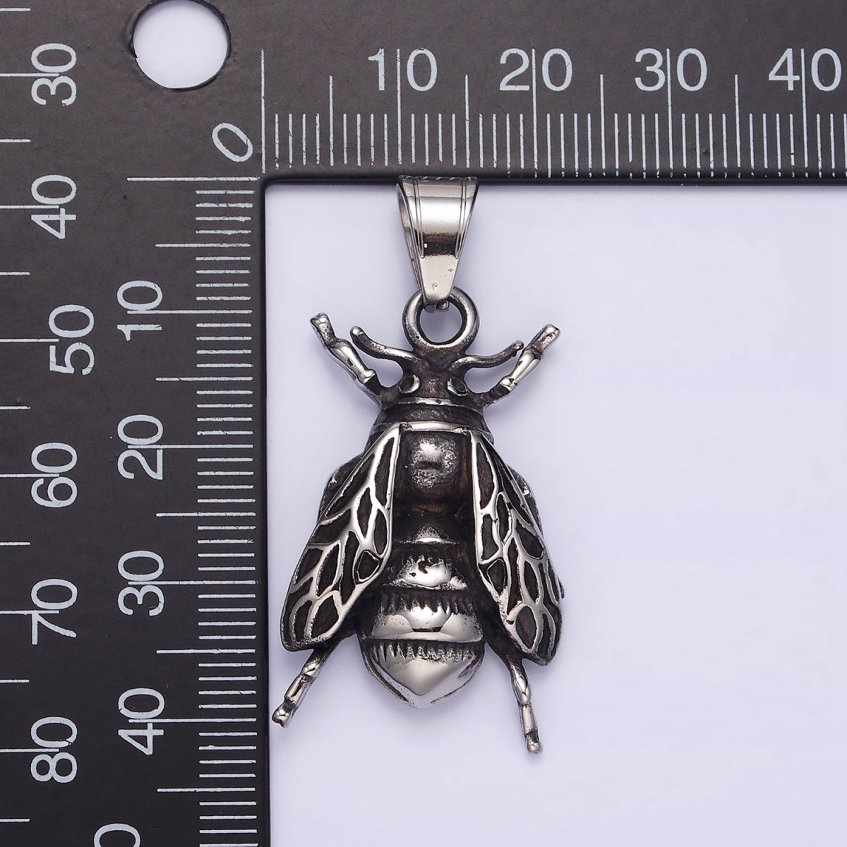 Stainless Steel 42mm Beetle Moth Wings Insect Pendant | P-778