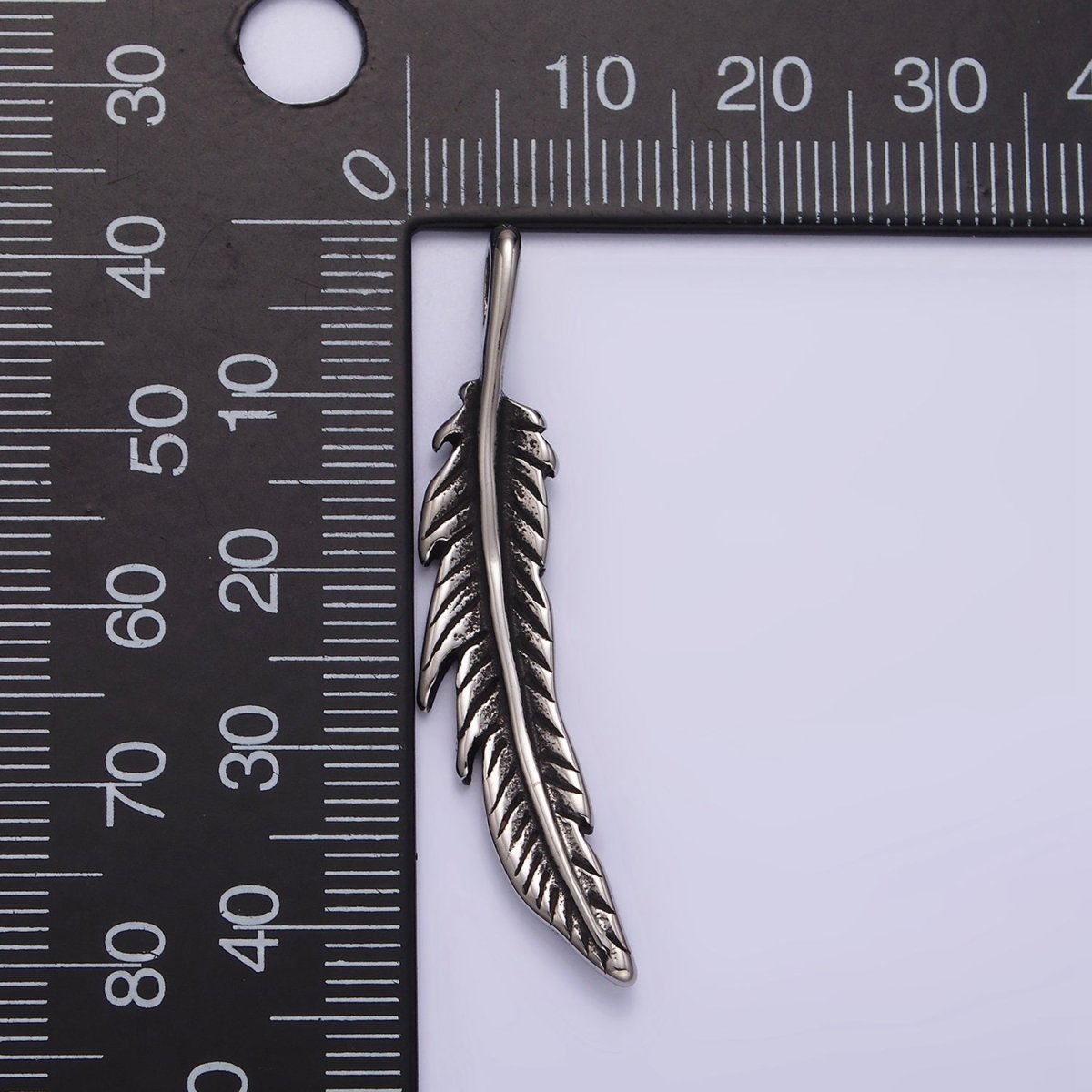 Stainless Steel 43.3mm Curved Natural Plant Leaf Double Sided Pendant | P-764