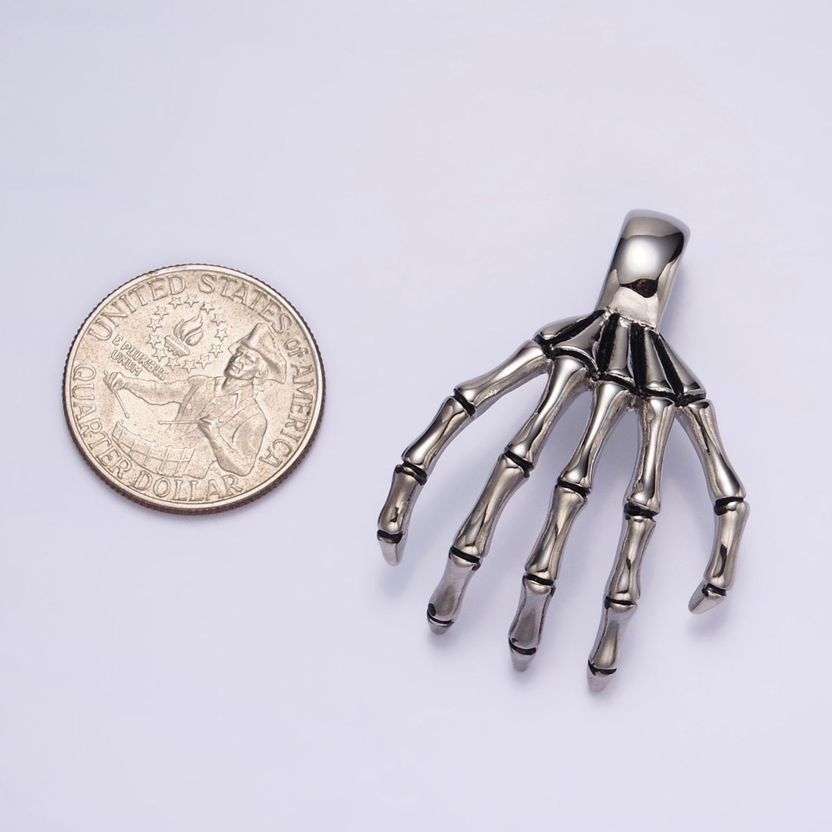 Stainless Steel 45mm Long Skeleton Bone Hands Horror Halloween Charm P-552