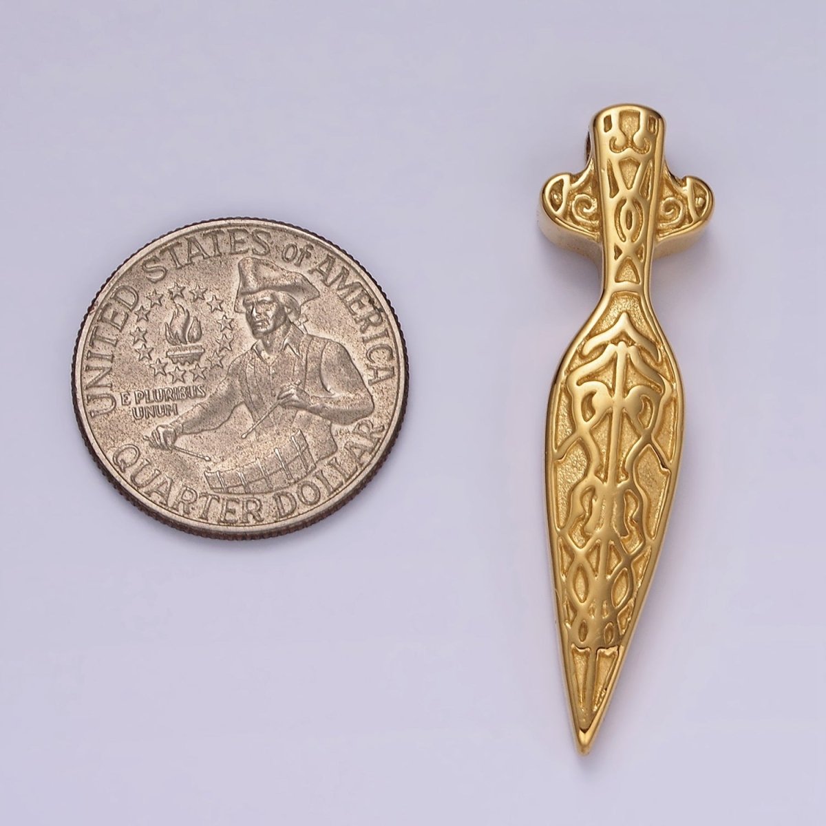 Stainless Steel 47mm Artisan Sword Dagger Knife Weapon Pendant | P1069