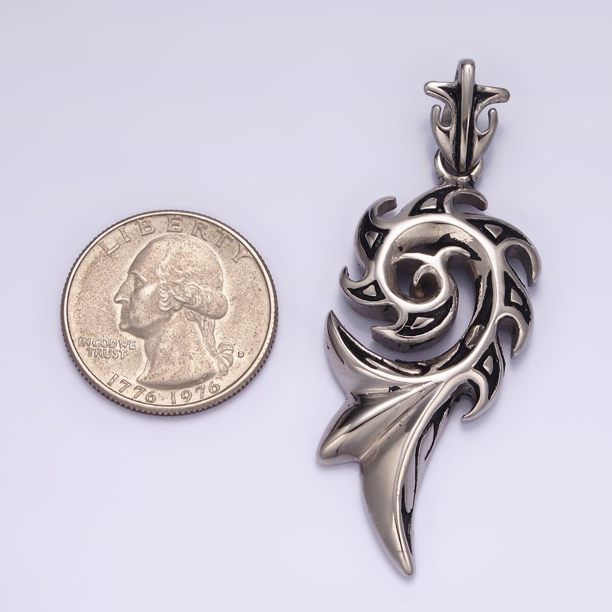Stainless Steel 50mm Spiral Curved Celestial Sun Ray Pendant | O-826