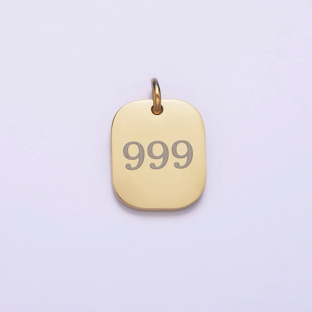 Stainless Steel Angel Number Numerology Engraved 14mm Gold Charm P-570-P-578