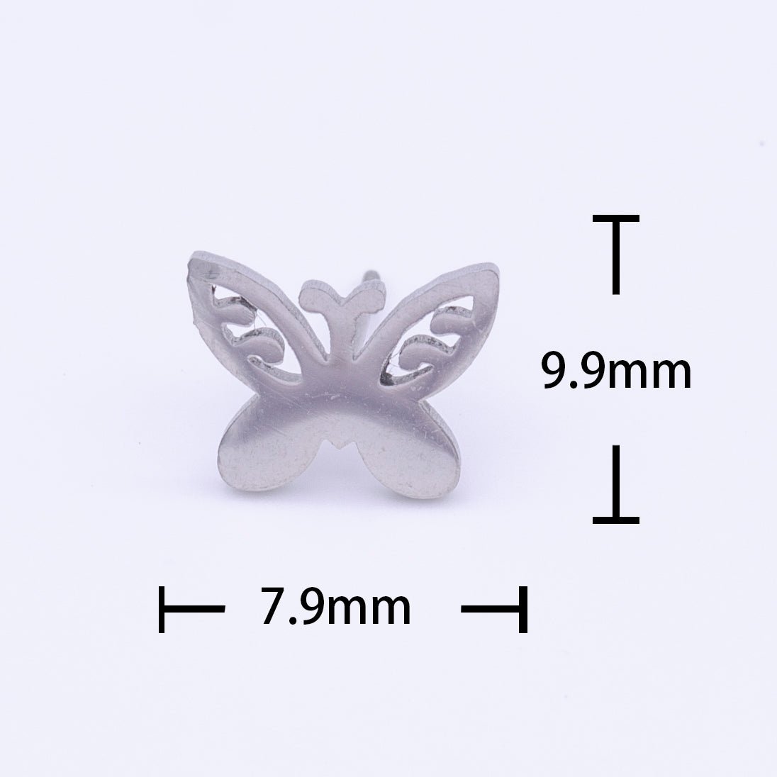 Stainless Steel Artisan Butterfly Mariposa Silver Studs Earrings | AD-254