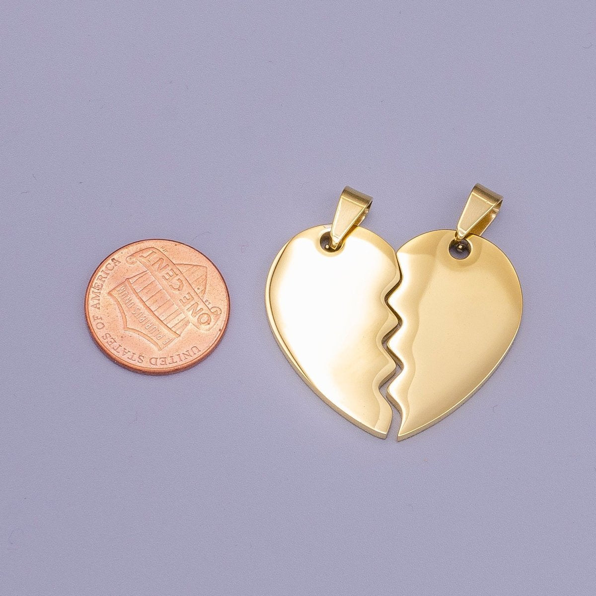 Stainless Steel Breakable Heart Couple's Valentine Minimalist Pendant Set | P-1170