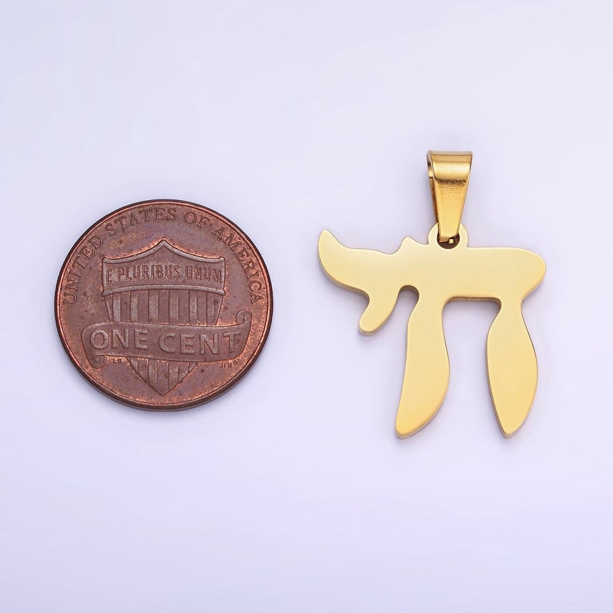 Stainless Steel "Chai" Hebrew Script Jewish Pendant in Gold & Silver | P1419