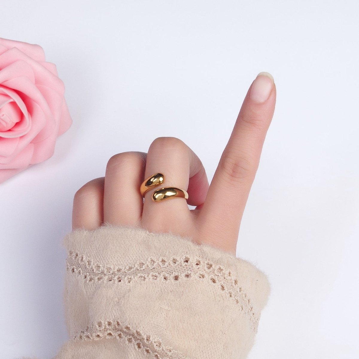 Stainless Steel Chubby Geometric Claw Open Band Ring in Gold & Silver | O-1730~O-1732