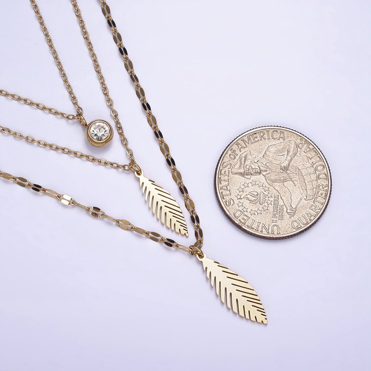 Stainless Steel Clear CZ Flower Cable Unique Double Layer Double Layer Stack Necklace | WA-2071 Clearance Pricing