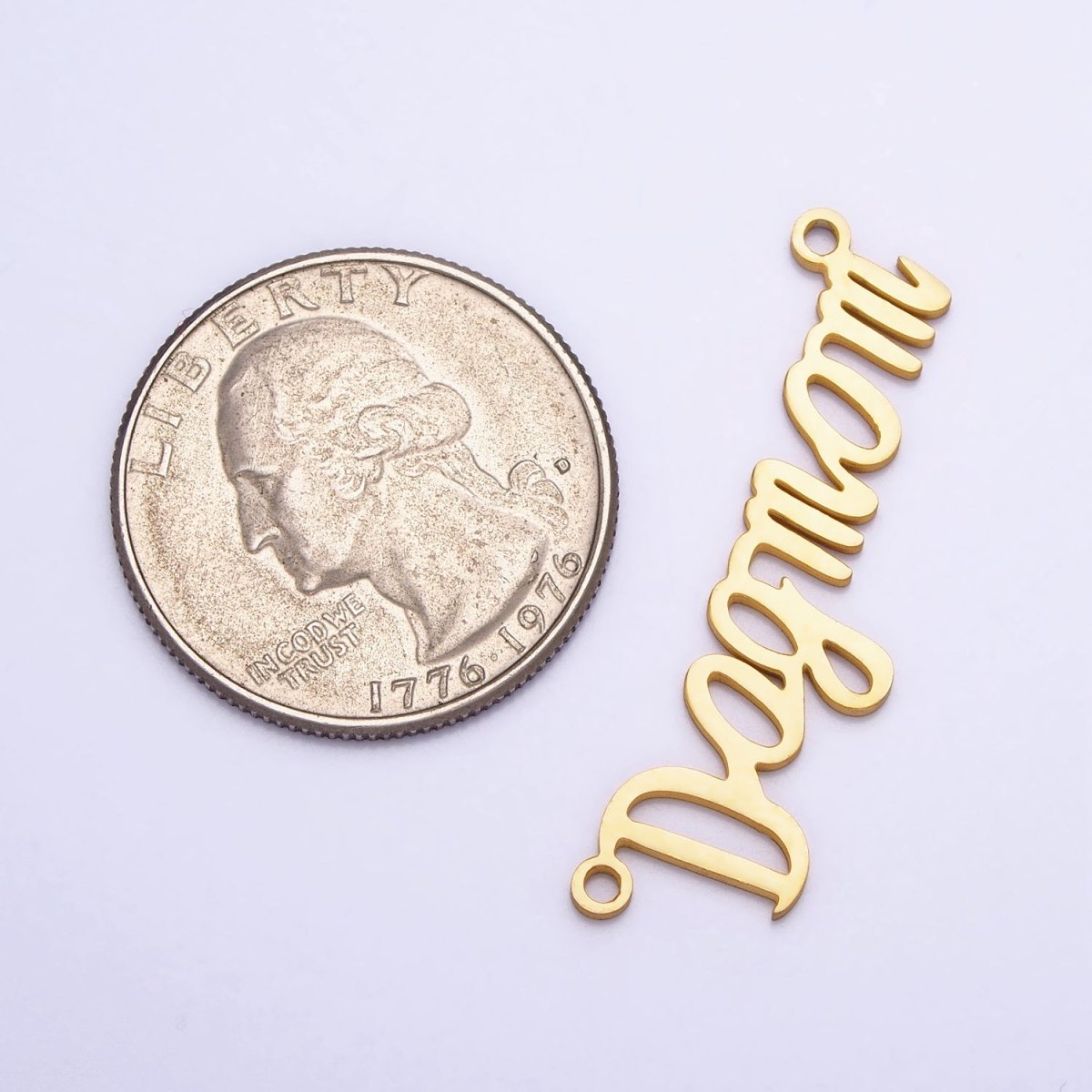 Stainless Steel "Dog mom" Handwritten Script Link Connector in Silver & Gold | Y-829