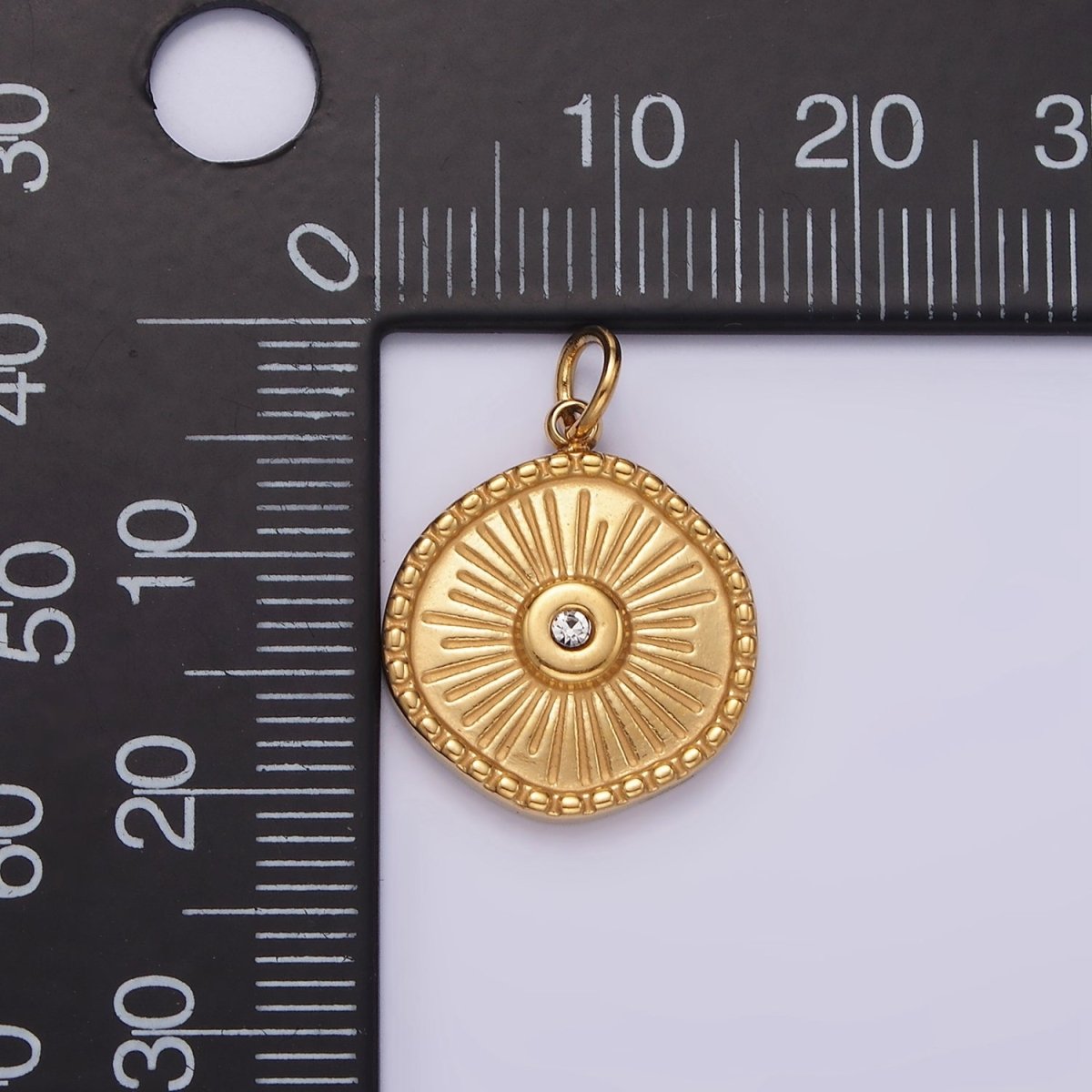 Stainless Steel Gold Radial Sun Pendant Charm for Necklace Bracelet Celestial Jewelry | P651