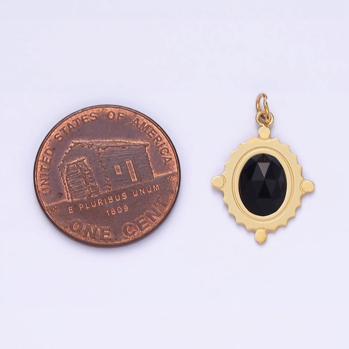 Stainless Steel Onyx, Tiger Eye, Moonstone Multifaceted Dotted Oval Charm | P619 P620