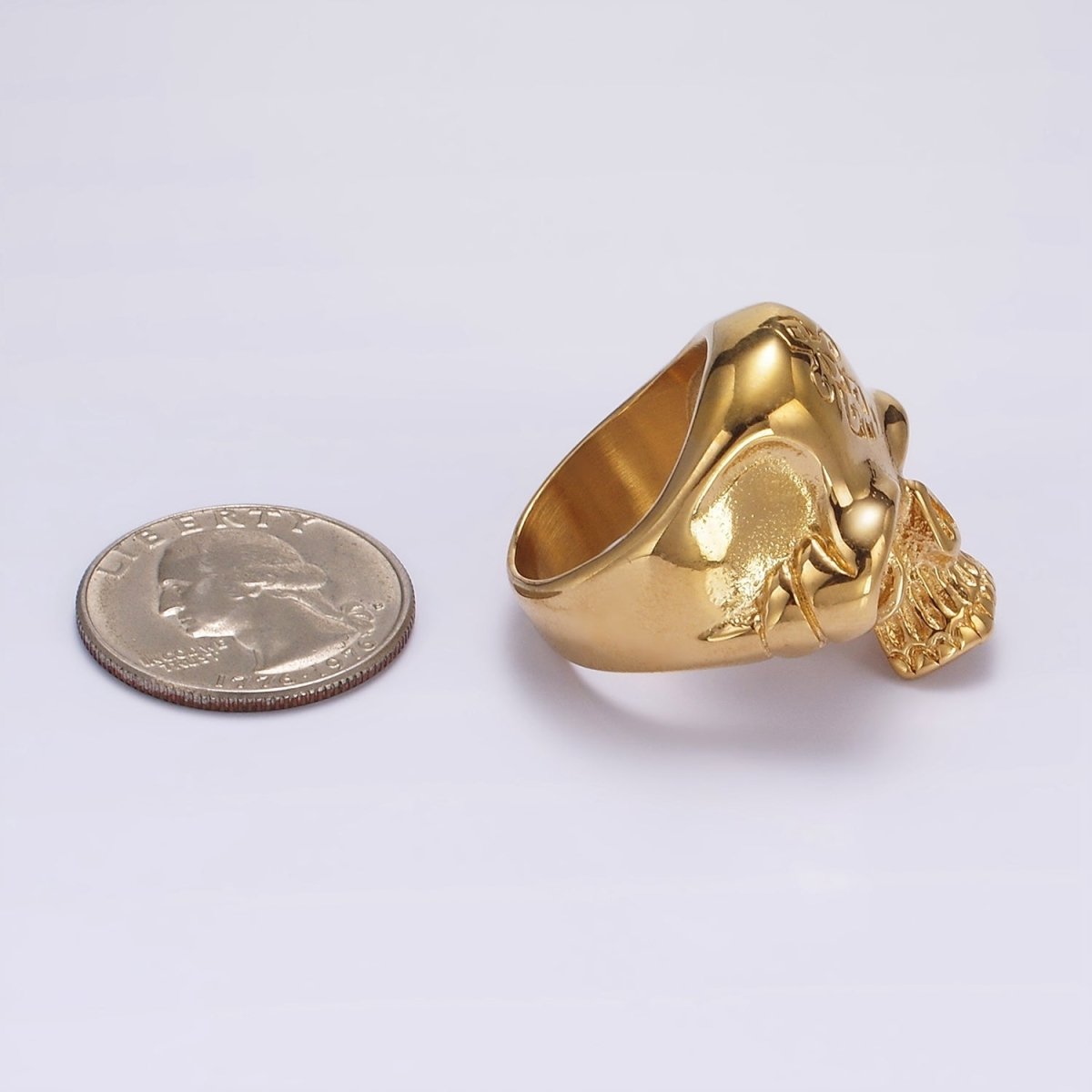 Stainless Steel Open Human Skeleton Skull Signet Statement Ring in Gold & Silver | O1101 - O1108