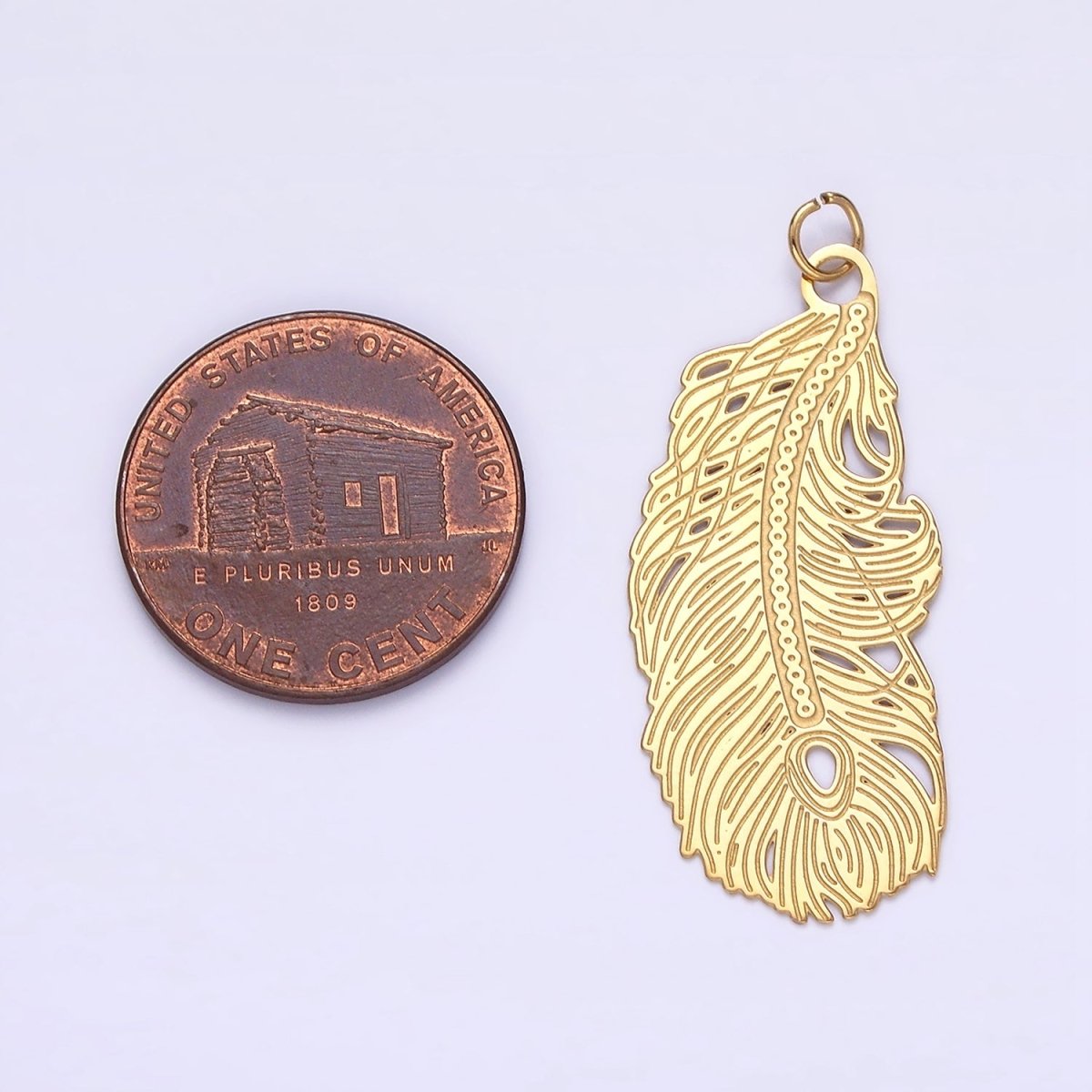 Stainless Steel Open Lined Long Leaf Nature Charm P-624