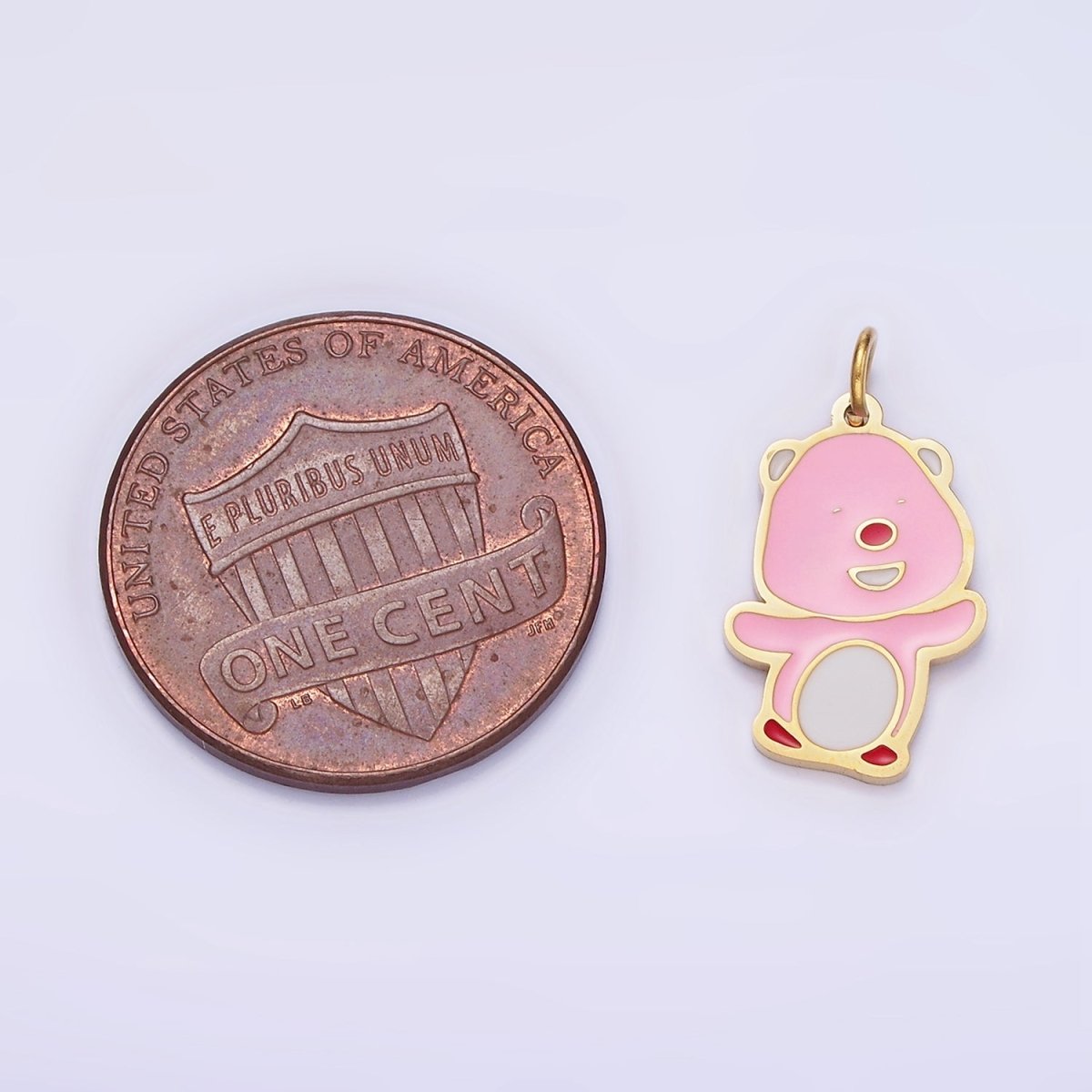Stainless Steel Pink Enamel Laughing Beaver Otter Charm | P991
