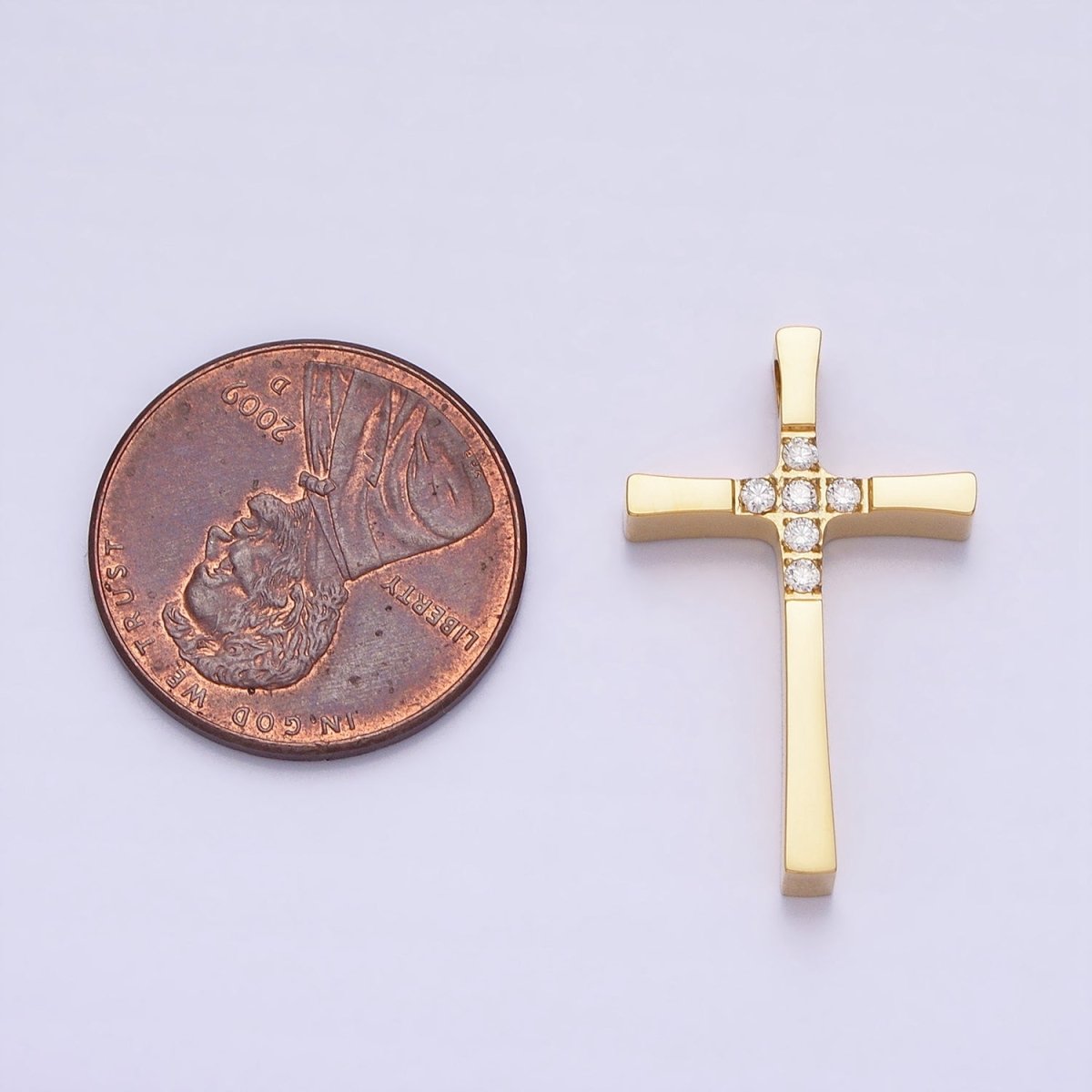 Stainless Steel Religious Curved Pattee Latin Cross Gold Pendant in Gold & Silver P-1138