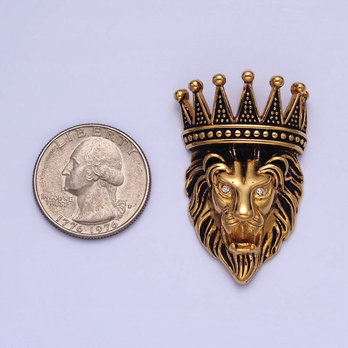 Stainless Steel Roaring Crowned Lion Animal King Pendant in God & Silver J-761 J-762