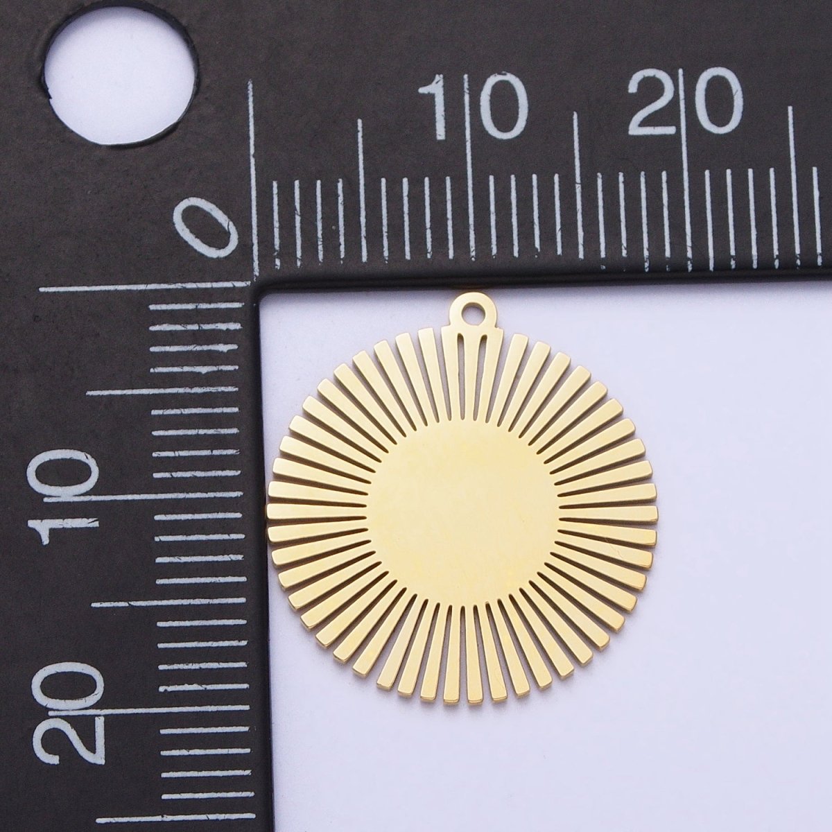 Stainless Steel Round Celestial Shining Sun Charm in Gold & Silver | P-908
