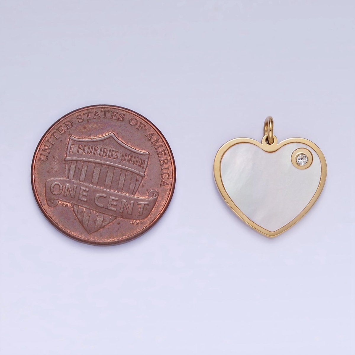 Stainless Steel Shell Pearl CZ Heart Charm | P992