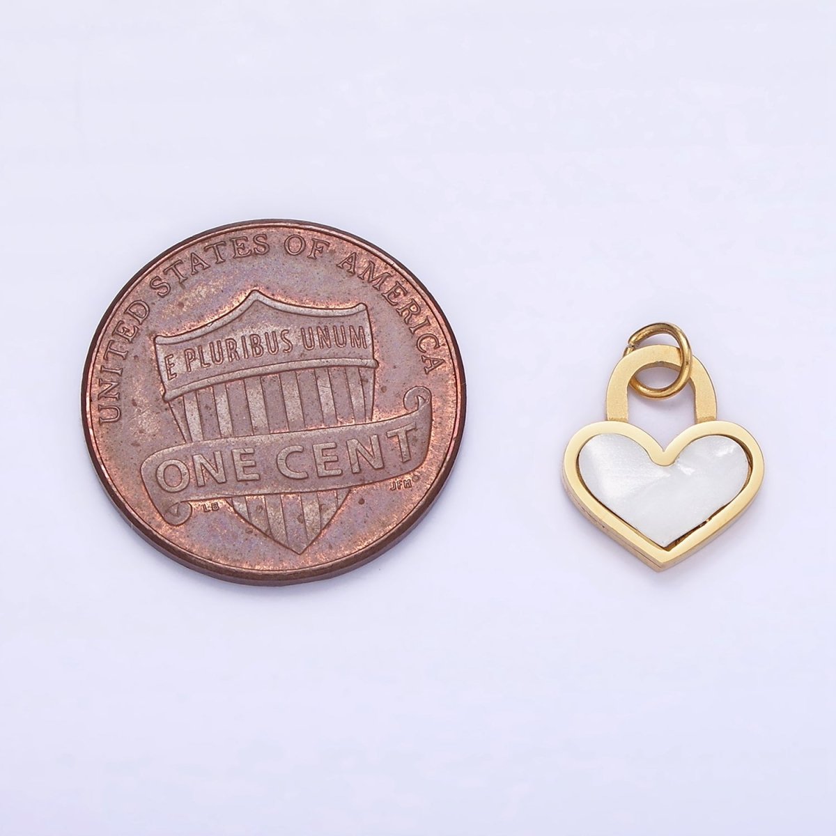 Stainless Steel Shell Pearl Heart Padlock Charm | P979