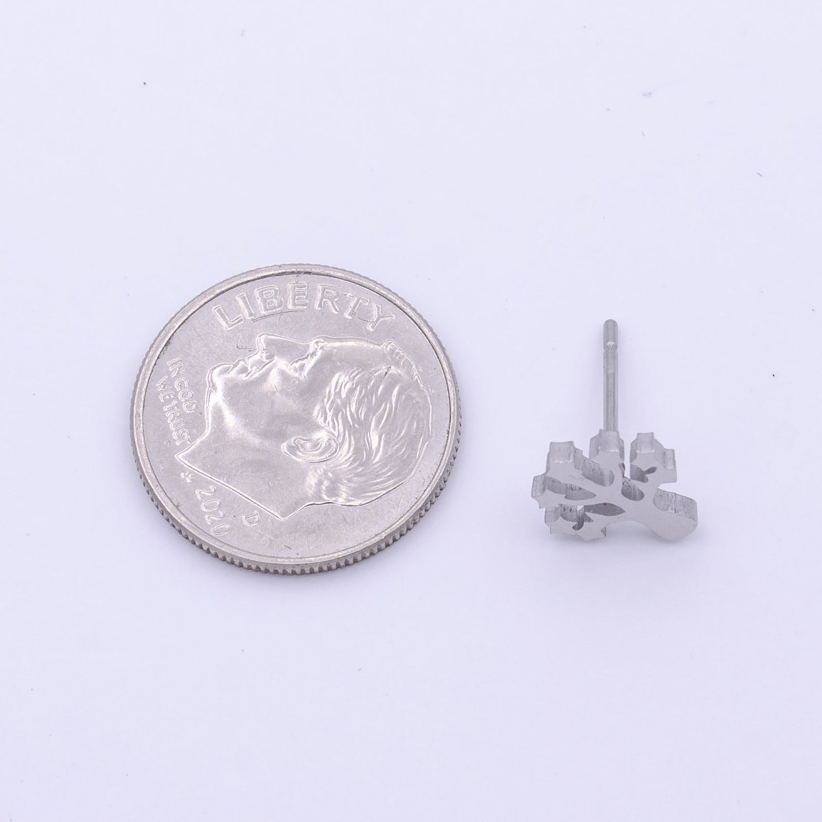 Stainless Steel Silver Tree Nature Frame Minimalist Stud Earrings | AD-247