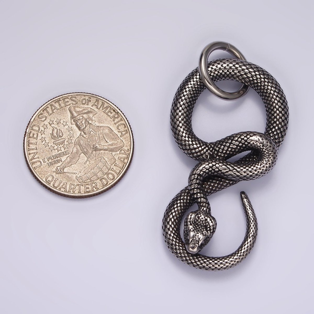 Stainless Steel Slithering Snake Serpent Oxidized Pendant | P1368