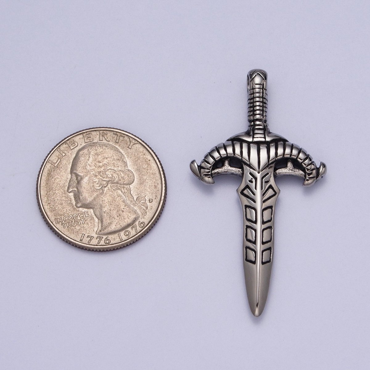 Stainless Steel Weapon Dagger Knife Sword Statement Pendant J-392