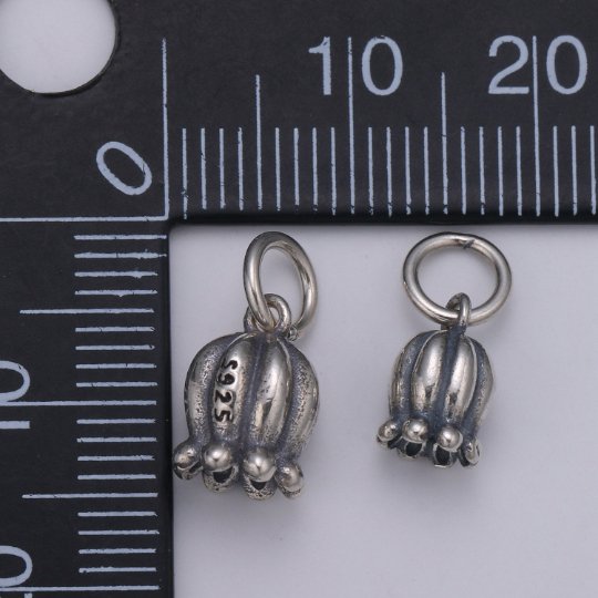 Sterling Silver Bell Shaped Flower charm 925 Silver Flower Charm Silver Enamel Charm Pendant, Mini charm necklace, SL-057 SL-058